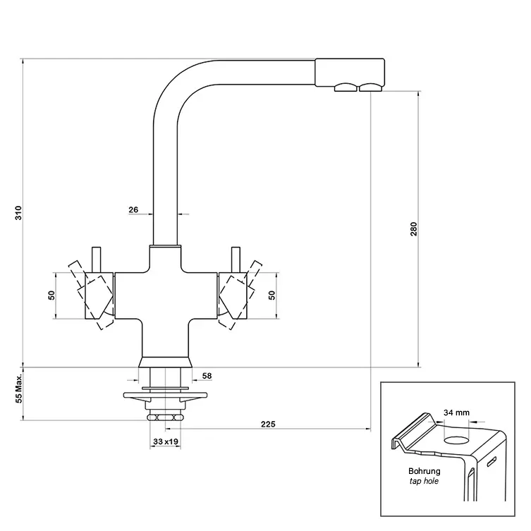 5-Wege-Armatur NOBIUS L-Auslauf in Chrom2.webp